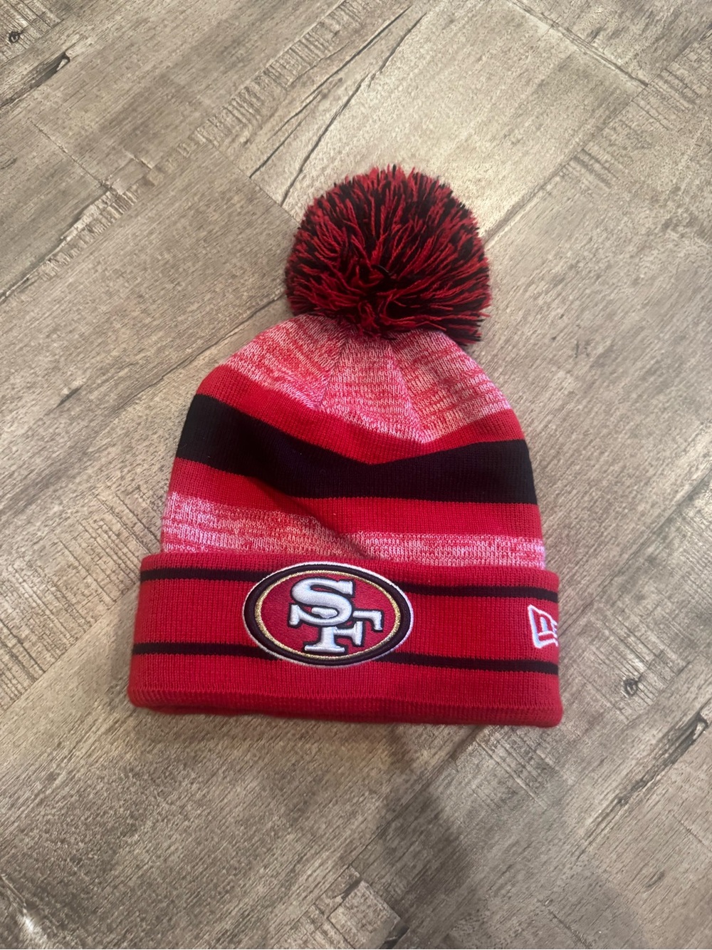 NFL San Francisco 49ers Red and Black Pom Knit Beanie - Kids